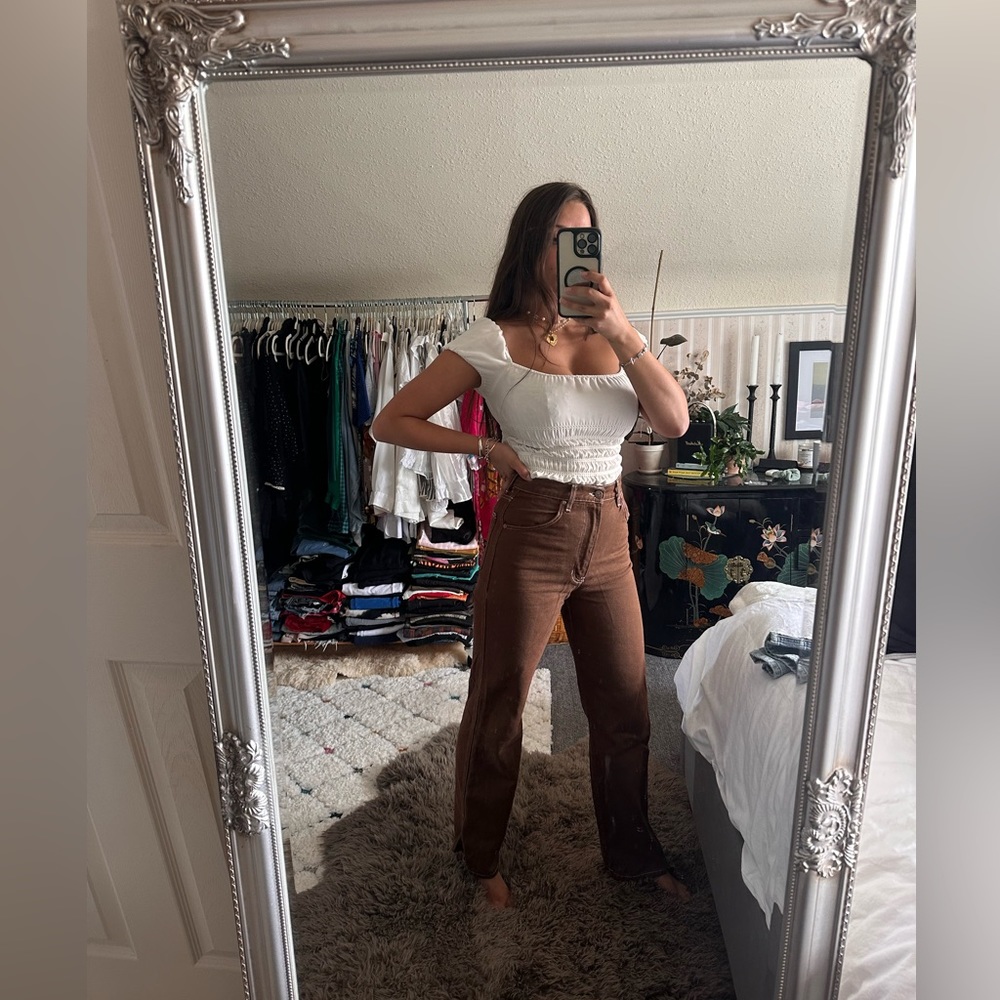 Reformation Brown Straight Leg Jeans